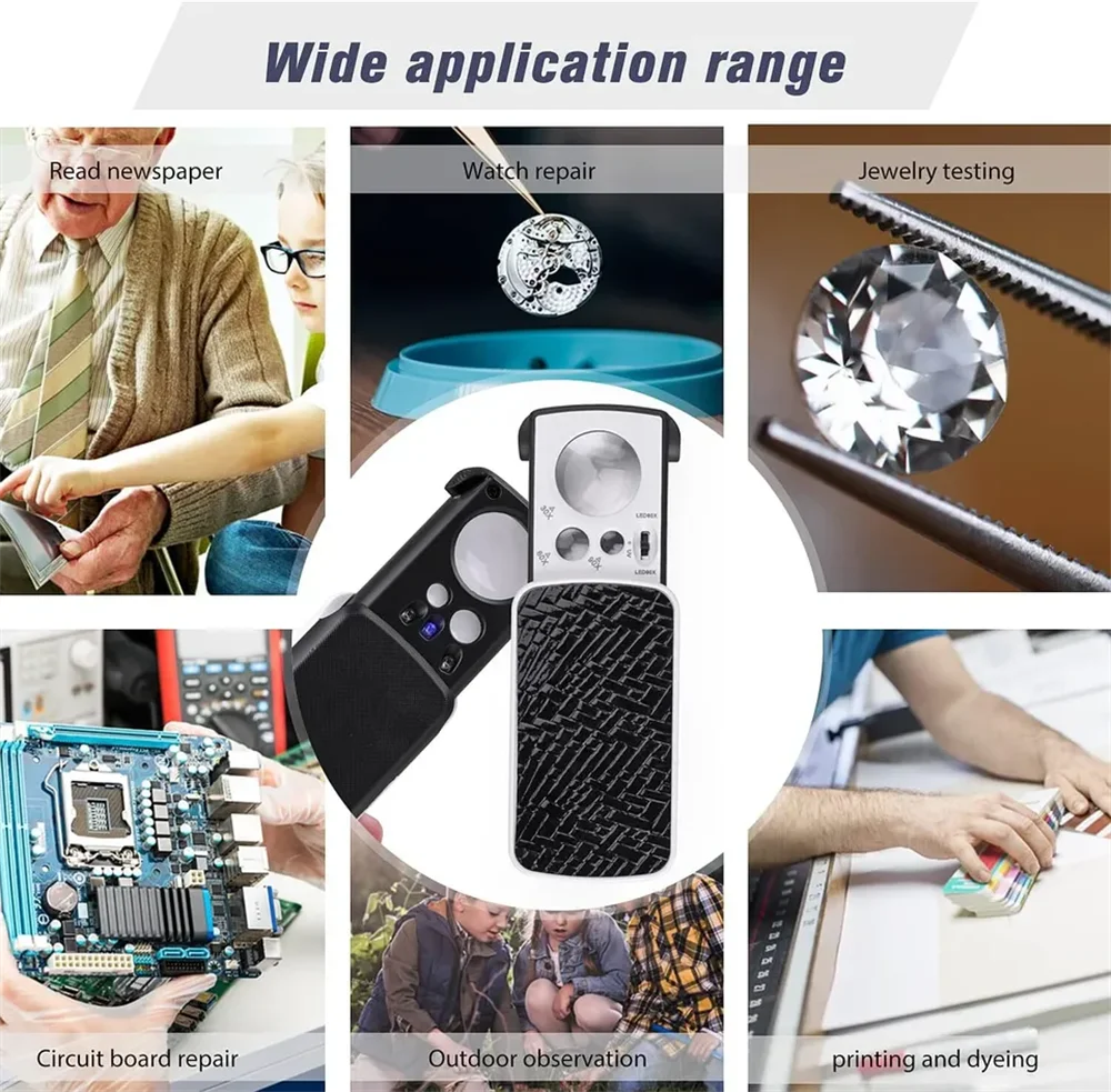 Lente Ingranditore Per Gioielli Con Luce LED E UV - 60X Portatile Per Gemme, Monete, Collezionismo - Foto 6