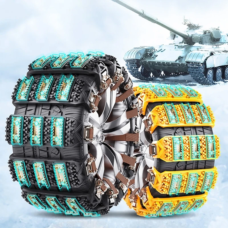 8Pcs Universal Car Tire Anti-skid Chains Snow Wheel Chain with Gloves, Storage Bag For 165-265 Tires