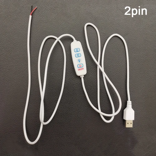 스위치 포함 LED 조광기, 1.5m USB 케이블, 조도 조절 원격 제어, 2 핀 3 핀 연장 와이어, 단일 2 3 색 CCT LED 조명용 DC 5V 5