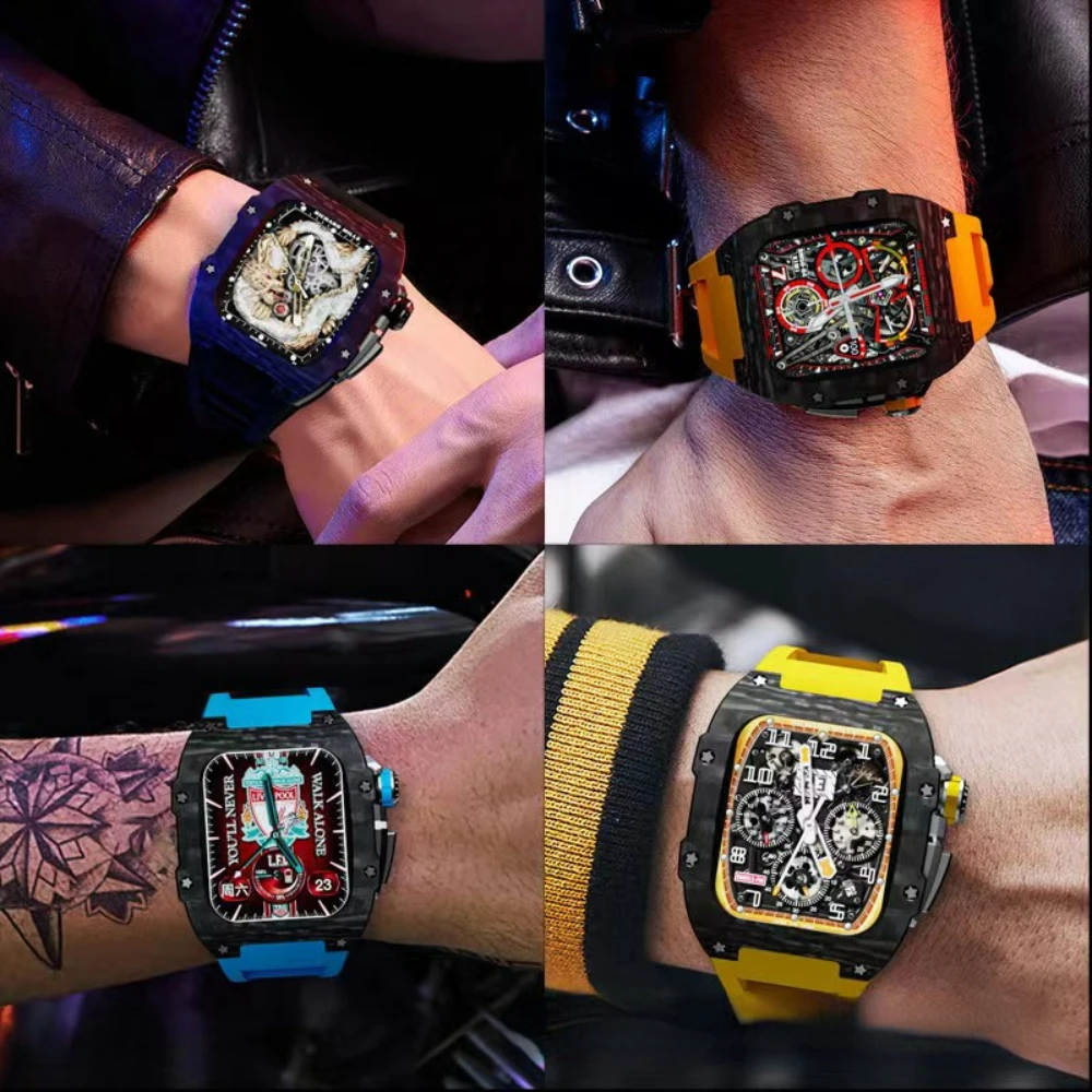 Carbon Fiber Protective Case for iWatch Series 87654SE High-end SmartWatch ModificationKit for Apple Watch 44mm 45mm Accessories