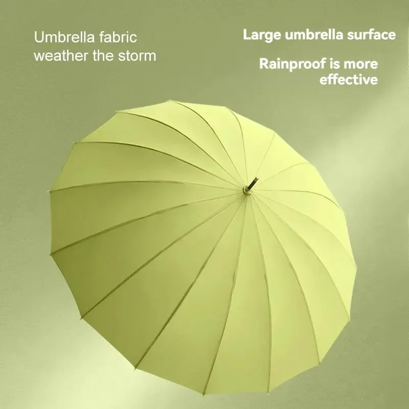 Japanese Long Handled Umbrella Ins for Both Sunny and Rainy Use, Black Glue Large Size Storm Resistant 16 Bone Automatic Waterpr
