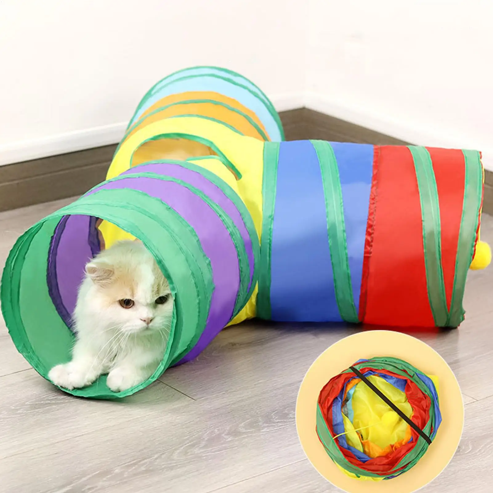 Cat Play Tunnel T-Shaped 3 Way With Peephole 3 Way Large Cat Tunnels For Kitten Puppy Small Dog Pet Indoor Play Exercise