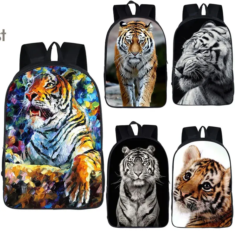 

Изображение тигра по типу масляной живописи рюкзак для подростков с головой тигра для мальчиков, детские школьные ранцы, мужской женский рюкзак, школьный рюкзак для студентов