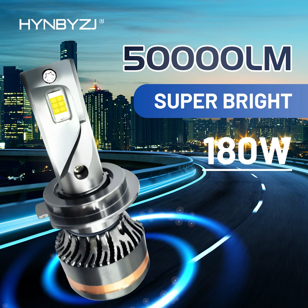 

HYNBYZJ 50000LM H7 H4 H11 LED Headlight 180W H1 H3 H8 H9 HB4 HB3 9005 9006 9012 HIR2 Car Headlamp Turbo Fog Lamp motorcycles