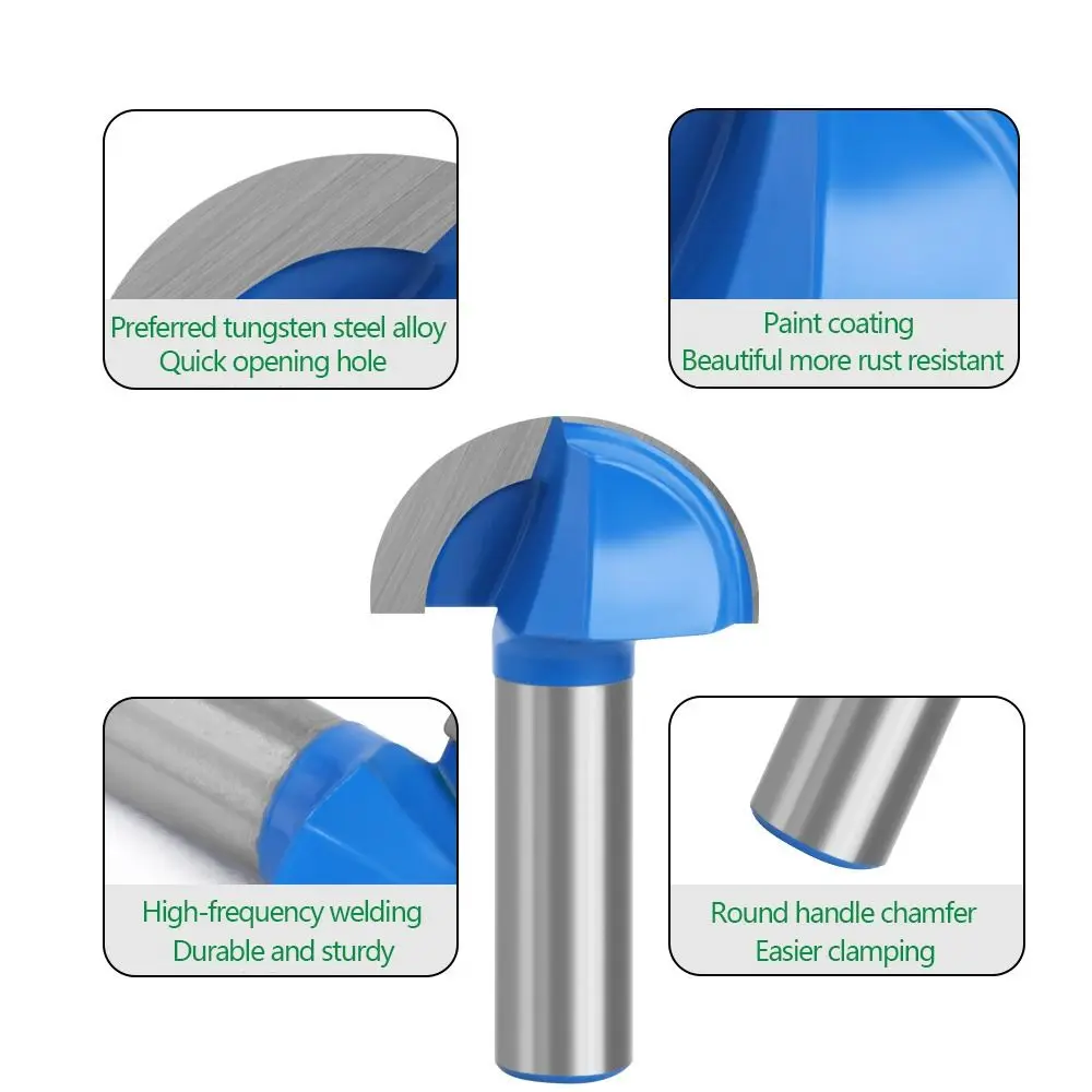 

1/2mm Shank Router Bits High Quality Carbide Double Edging Engraving Machine Round Head Trimming Cutter Woodworking Tools