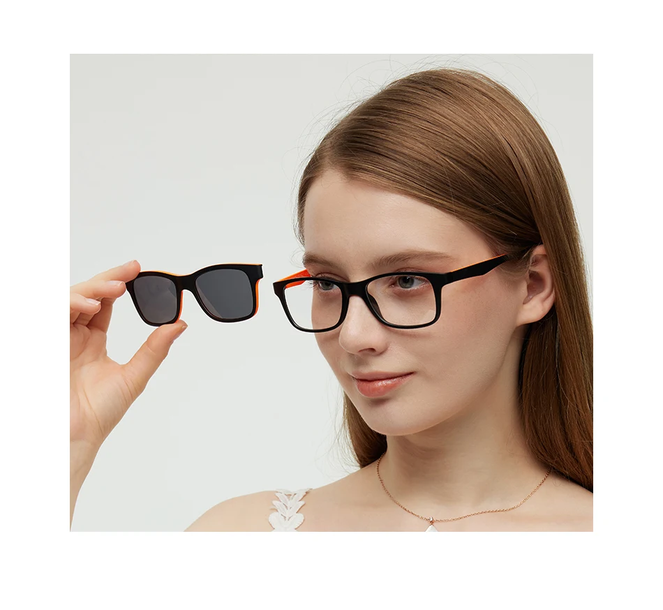 RS002 Magnetische Polarisierte Clip-Brillenfassung für Damen, TR90 Optische Kurzsichtigkeits-Clip-Brille, Fluoreszierende Brillenfassung – Detail 9