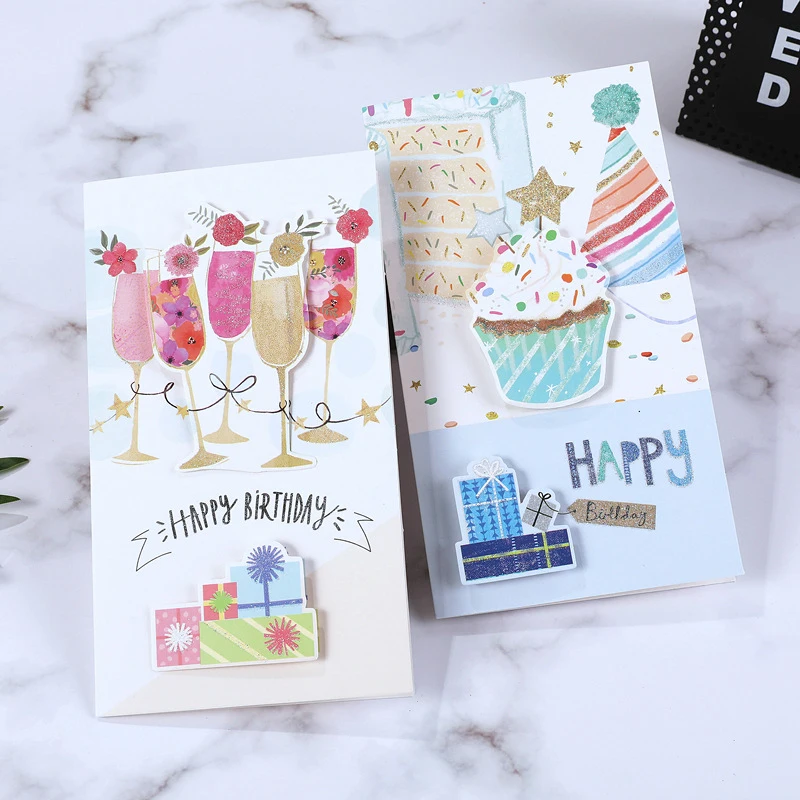 Set of 8 Elegant 3D Greeting Cards with Envelopes