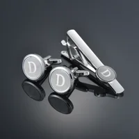 High Quality Letter A-Z men's French cufflinks tie clip set fashion shirt cufflinks 2