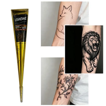 Pasta per tatuaggi all'henné impermeabile, coni di henné indiano facili da applicare, pittura per body art per tatuaggi temporanei.