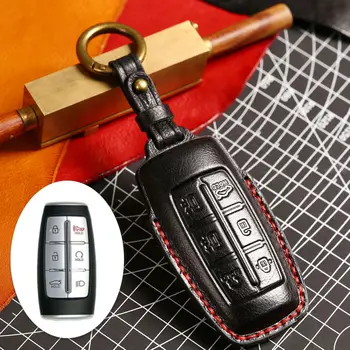 Custodia portachiavi in pelle fatta a mano per Hyundai Genesis G80 GV70 GV80 2019 2020 portachiavi con telecomando accessori auto portachiavi - Custodia portachiavi in pelle fatta a mano per Hyundai Genesis G80 GV70 GV80 2019 2020