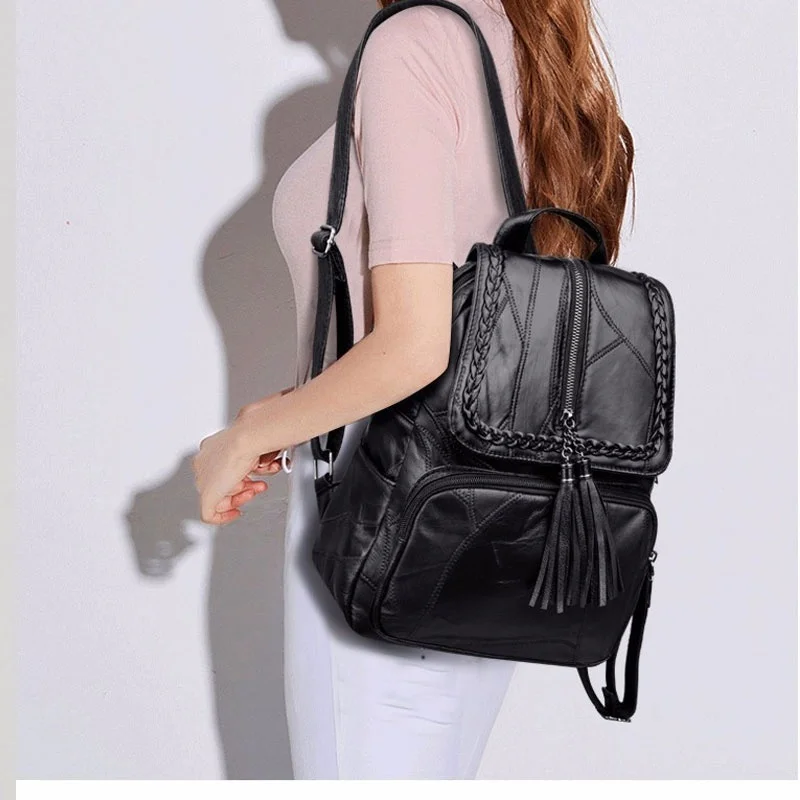 

Fashion Leisure Women's Backpack Travel Soft PU Leather Handbag Shoulder Bag Magazine storage bag