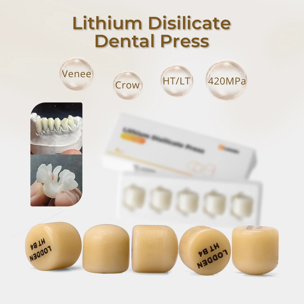 LODDEN 10 piezas Lingotes de disilicato de litio para prensado dental de cerámica de vidrio, para carillas ultrafinas y reparación mínimamente invasiva HT/LT
