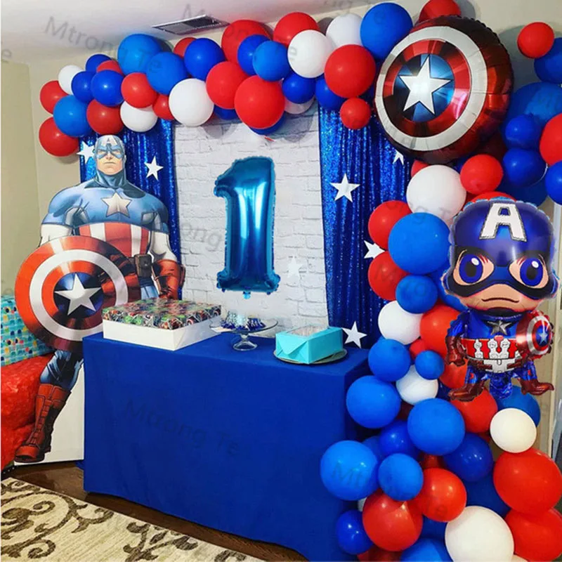 Polémico obispo norte Juego de Globos de dibujos animados de Capitán América, decoraciones para fiesta  temática de cumpleaños, decoración para Baby Shower, juguetes para niños,  Globos de aire con número, 1 Juego| | - AliExpress