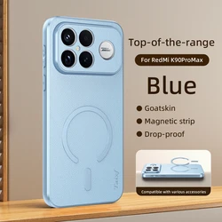 Luxury Goat Leather Shockproof Case with Magnetic Strip & Lens Protection - POCO F8 Ultra (Blue)