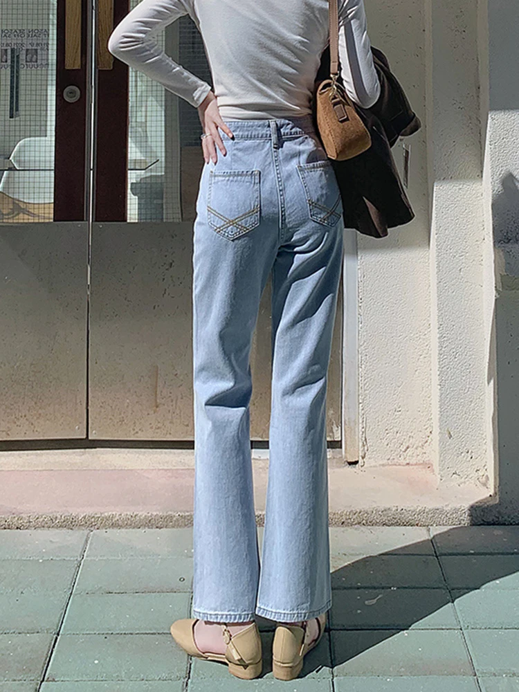 High Waist Mom Jeans Fashion Denim Pants Stretch Micro Flared Jean Woman Fashion Slim Ankle-Length Trousers Streetwear Jeans