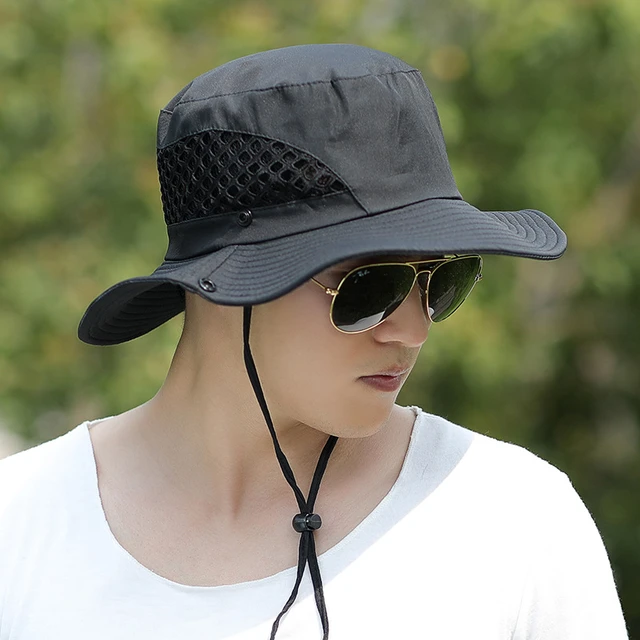 Unisex Summer Foldable Fisherman Outdoor Sport Fishing Sun Hat Men Women  Wide Brim Casual Travel Beach Sunscreen UV Cap R22