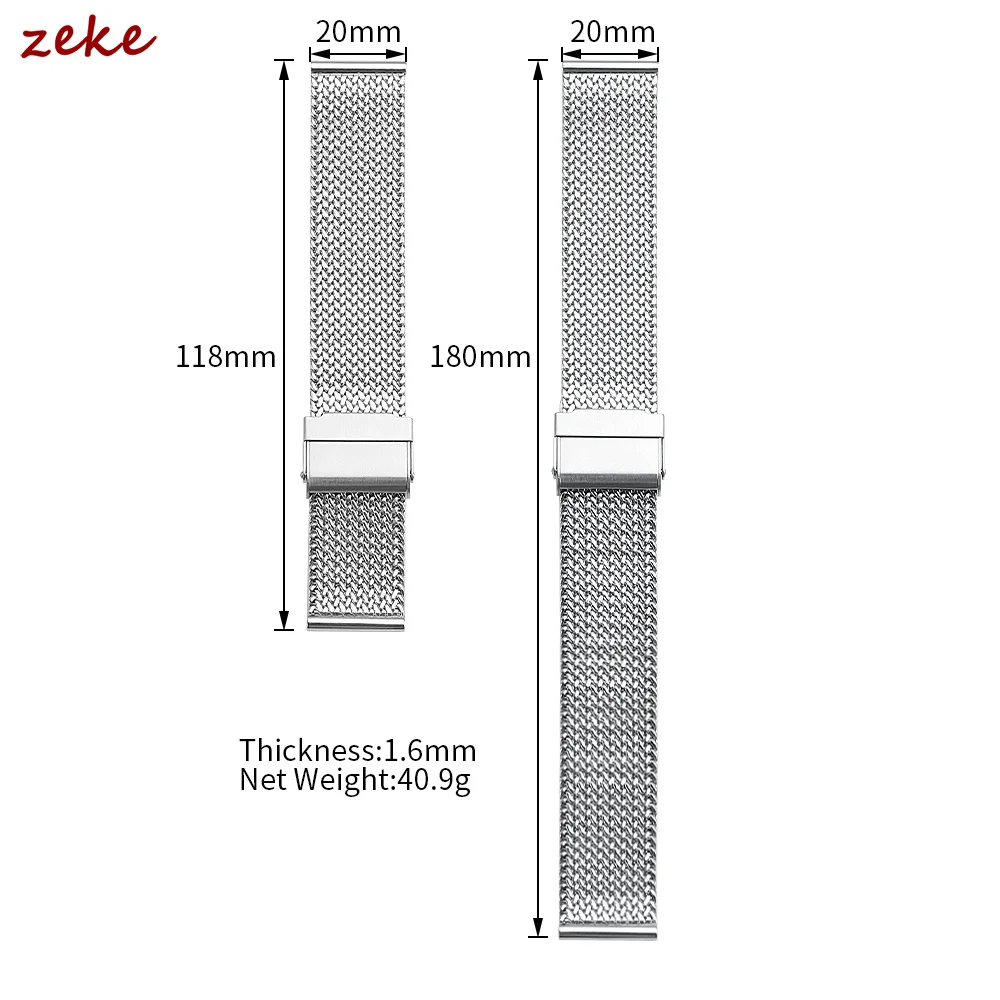 Gold & Silver Milanese Mesh Watchband – Stainless Steel Bracelet with Folding Buckle Belt, Universal 16mm to 20mm Strap
