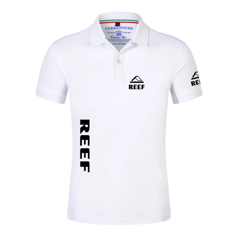Reef 2023 Men's Cotton Solid Color Printing Ultra-Thin Casual Polo New Spring and Summer Fashion Brand Wear