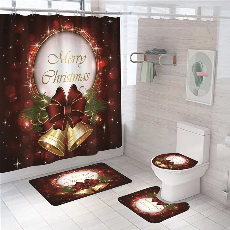 Christmas Shower Curtain Sets Rugs Christmas Bathroom Shower Curtains Green Aliexpress