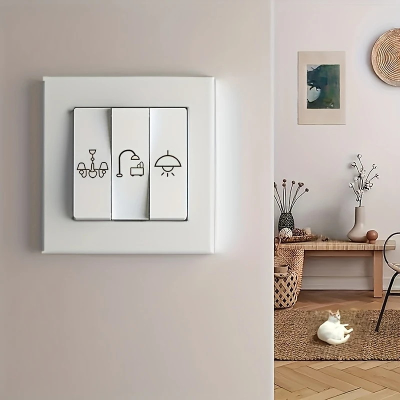 3 set di etichette adesive trasparenti per interruttori della luce trasparenti Etichette per pannelli interruttori impermeabili per la cucina della camera da letto dell'ufficio domestico - immagine 4