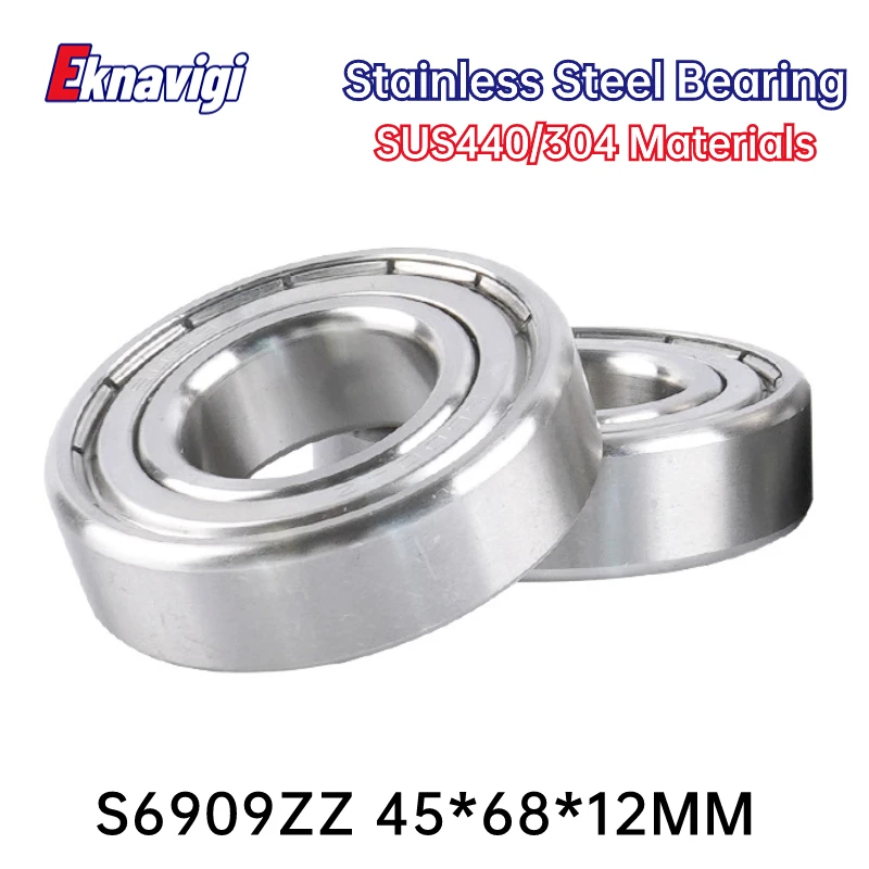 

1PCS Micro Bearing 440/304 Stainless Steel Bearing S6909ZZ 45*68*12MM Waterproof Corrosion Resistant Deep Groove Ball Bearings