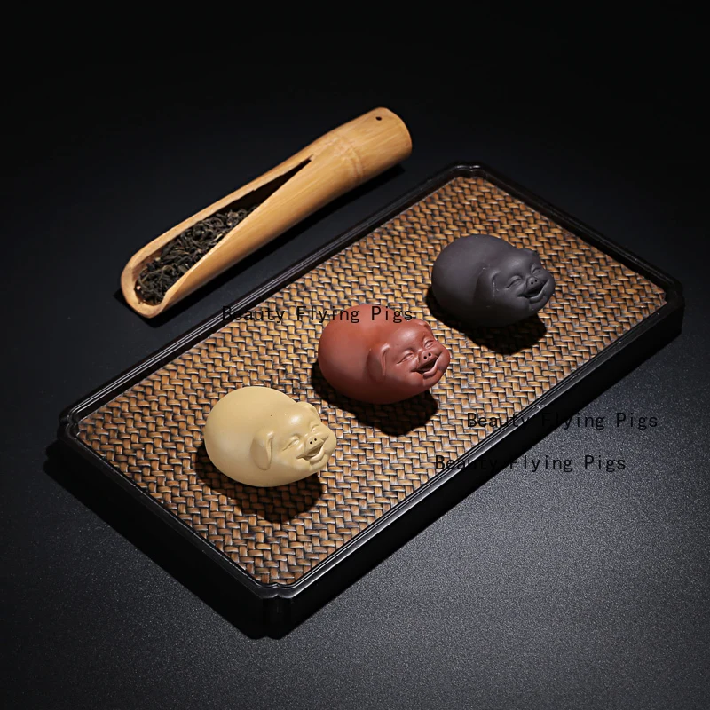 Purple clay tea pet cute little monk home decoration creative character succulent basin decoration Tea set accessories