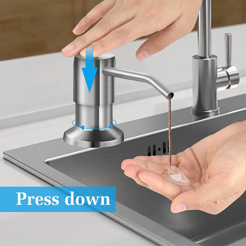 304 Stainless Steel Kitchen Sink Soap Dispenser Extension Tube Dish Soap Press Pump Head Outlet Head Extender 350/500ML