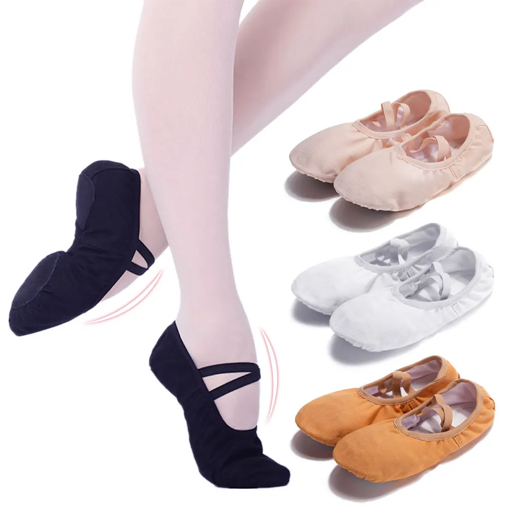 Woman Girls Ballet Shoes Canvas Soft Sole Ballet Dance Slippers