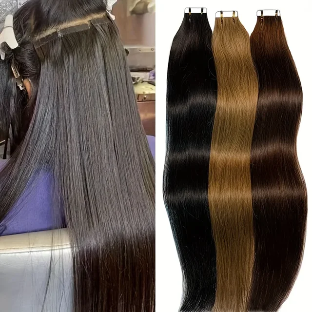 Bande dans les extensions de cheveux cheveux humains cheveux brésiliens 100% Extensions de cheveux humains 20 pièces droites pour les femmes 1