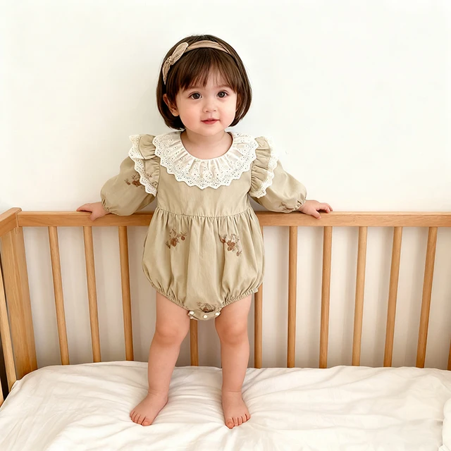 Mono estampado para niñas recién nacidas, mono de algodón de manga larga de 0 a 24M, ropa dulce para niñas pequeñas, primavera y otoño