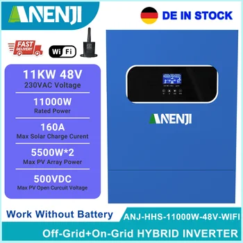 11KW Hybrid Solar Inverter 48V MPPT Photovoltaic On/Off Grid Inverter 220VAC PV 500V Built-in 160A Solar Charge Controller