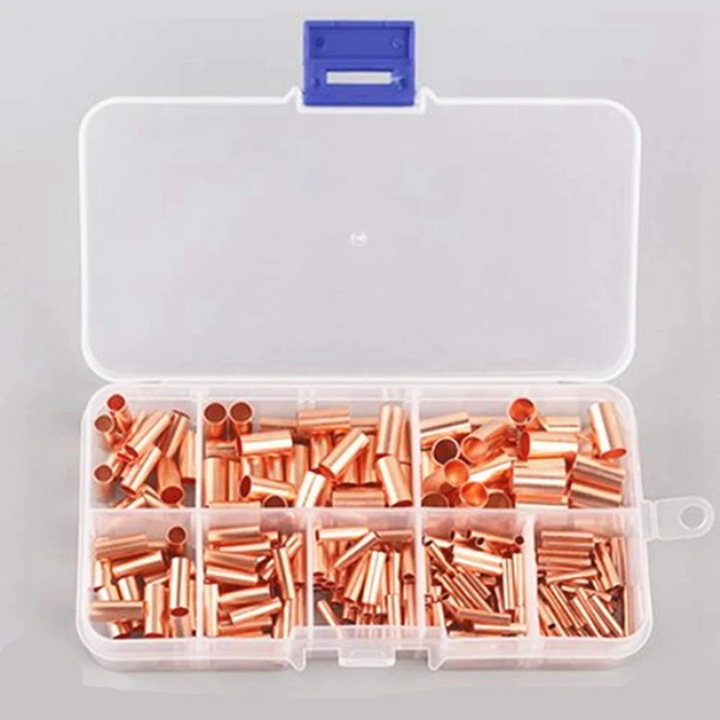 250Pcs GT Copper Connecting Pipe Wire Joint Small Copper Tube Terminal Cable Lug Bootlace Ferrule Accessories Parts