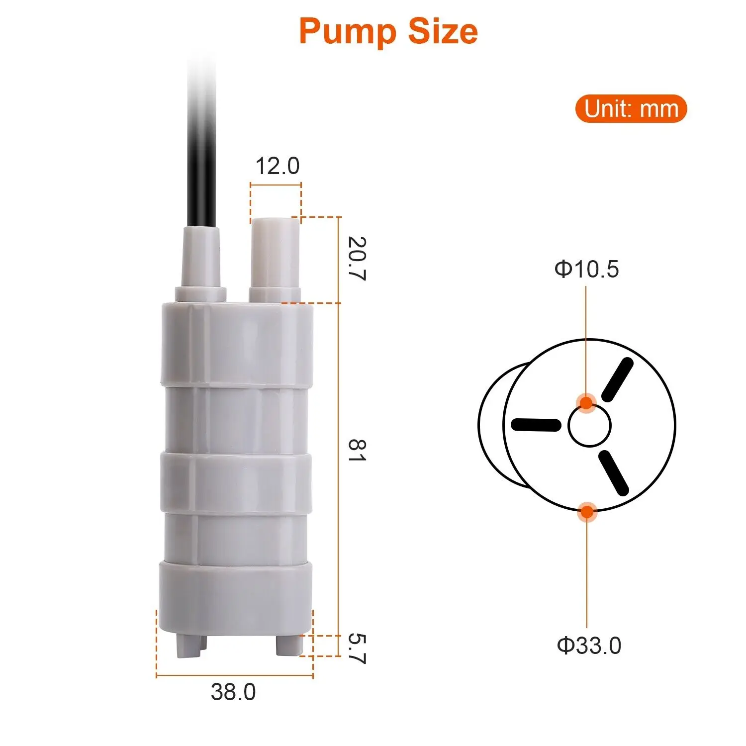 รูปสินค้า ปั๊มน้ำจุ่มใต้น้ำ 12V 18W ปั๊ม ABS ปลาวาฬ ไหลสูง 1000L สำหรับสวน