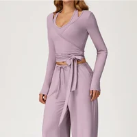 BIANHUI automne femmes Yoga 2/3 pièces ensemble séchage rapide beauté sangle arrière ensemble de sport décontracté course Fitness vêtements de sport en plein air 6