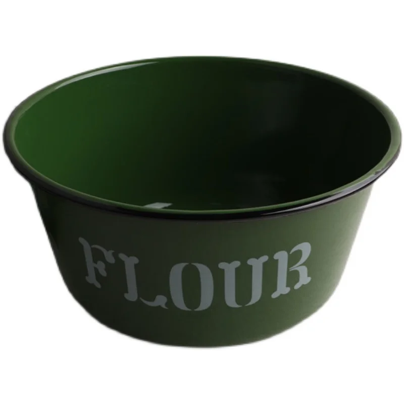 

Army Green Enamel Fruit Bowls and Basin for Kitchen Serving