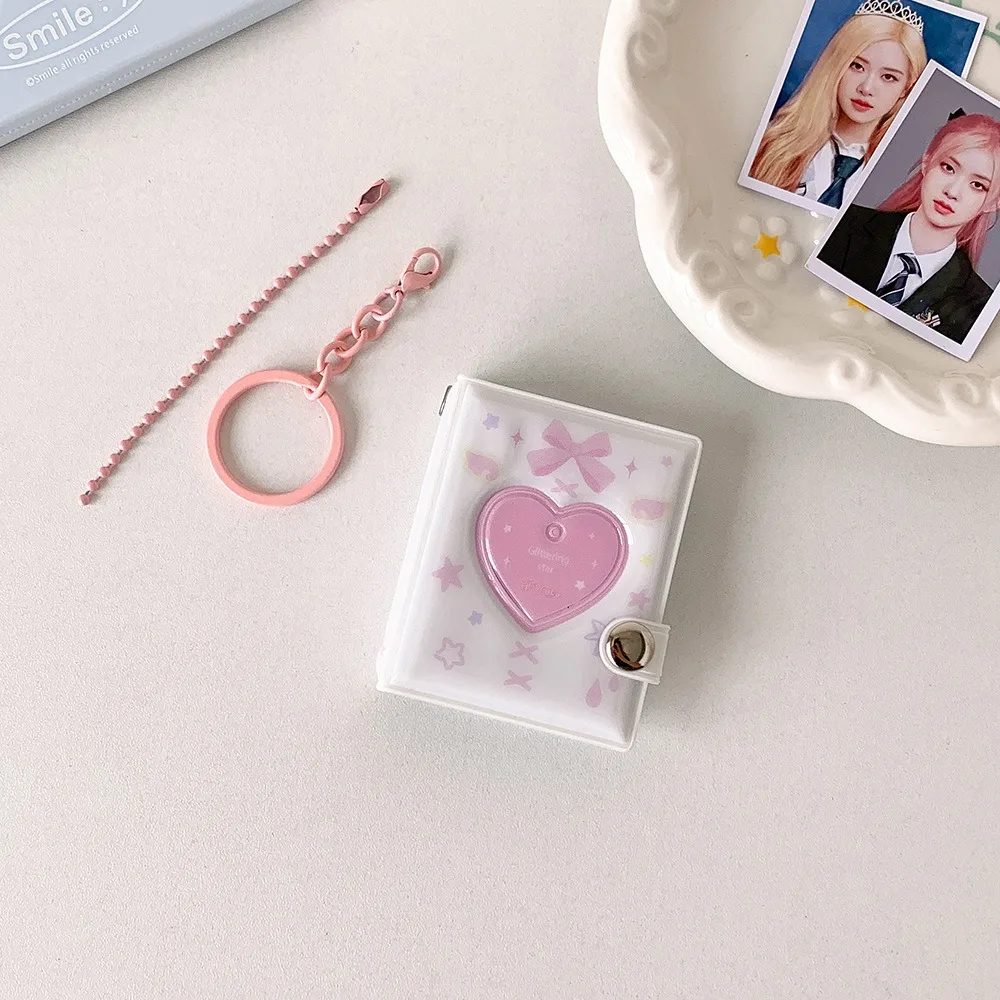 Butterfly Love Heart Mini Photo Album Keychain with Snap Closure