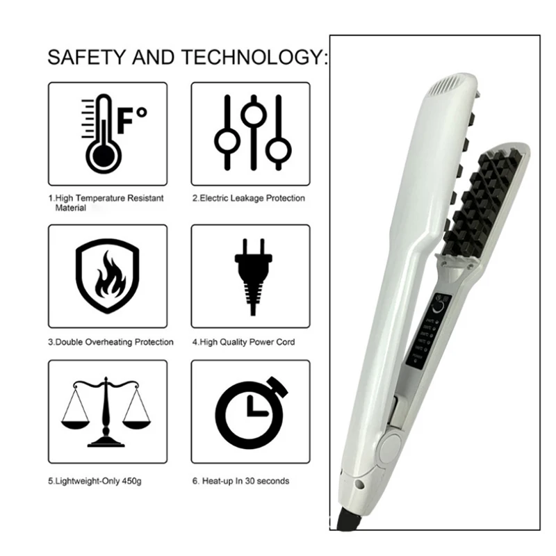 3D Grid Hair Crimper Professional Fluffy Iron Increase Volume Ceramic Hair Tool Hair Waver Styling Crimping Perm Pliers 6