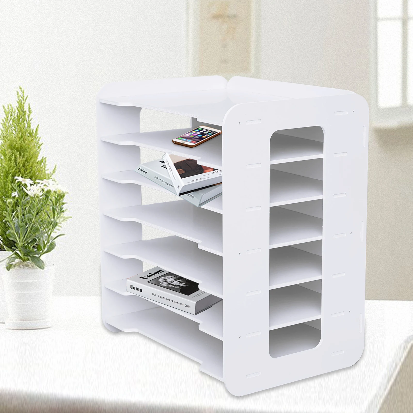 PVC Storage Box Horizontal Seven-layer File Organizer with Large Storage Space Desktop File Organizer Rack for Office Home - Image 3