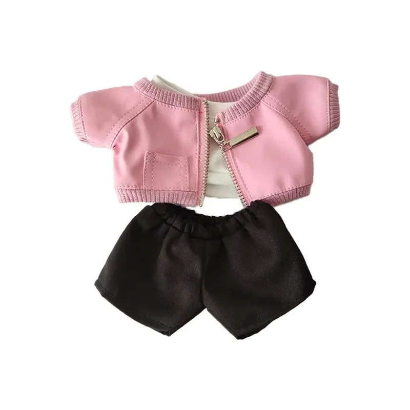 20cm cotton baby clothes handsome and cool without attributes doll small leather shirt pants doll set 5