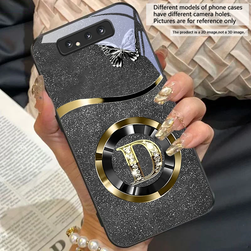 Gold Letter A Badge Glass Phone Case