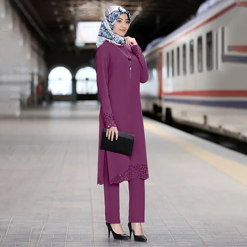 2023 Set Muslim Dress Abaya Women Elegant Caftan Marocain Abaya Dubai Kaftan Islam Robe Eid Mubarak Ramadan New Robe Dress
