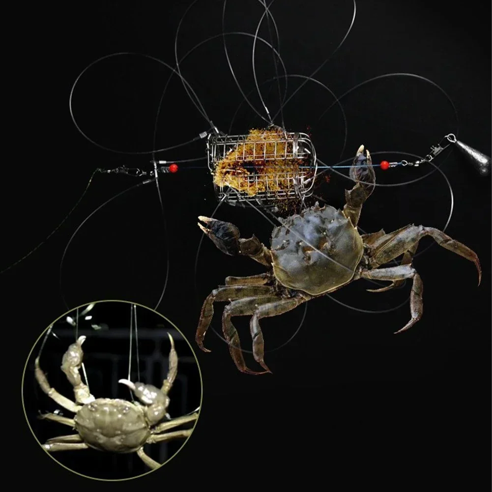 Description Picture 4 of itemCrab Catching Tool Lure Trap Stainless Steel Bait Cage Fish Cage Feeder Fishing Tackle Suitable Crab Shrimp Crawfish Trap Cage