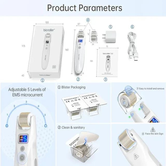 Bio Roller EMS microneedling derma roller with LED and vibration
