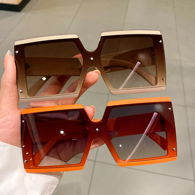 KAMMPT Square Oversized One-pieces Sunglasses Men Women Trendy Gradient ...