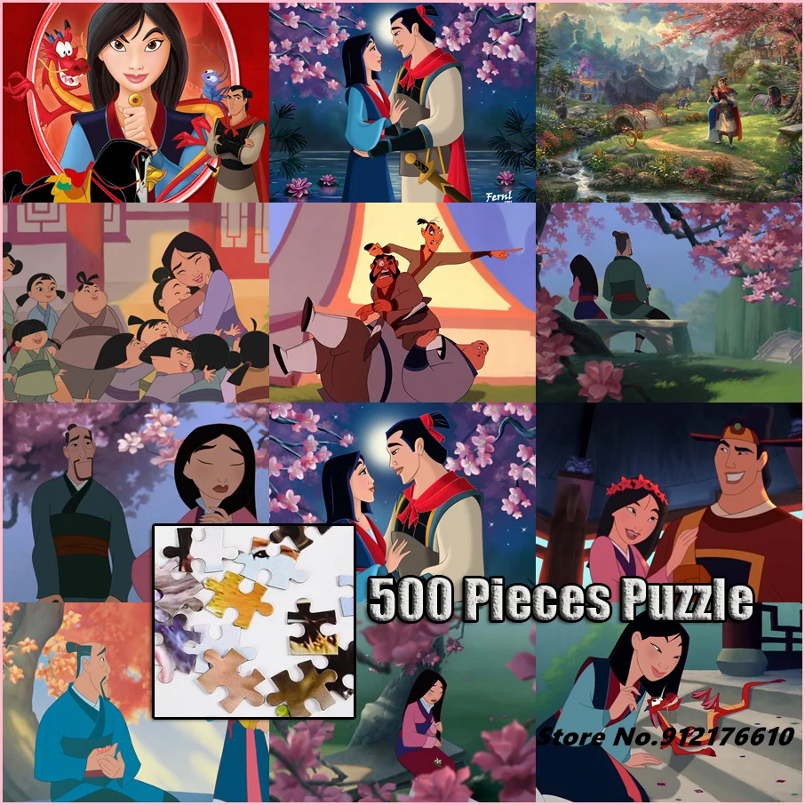 

Disney Hua Mulan Princess 500 Pieces Flat Puzzles Colorful High Quality Jigsaw Puzzle Relax Education Parent-Child Game Toy