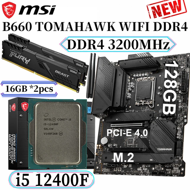 Msi mag b660 Tomahawk-マザーボードセット,Intel Core i5-12400fの