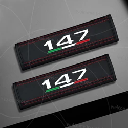 Italian Flag Leather Styling Seat Belt Cover Padding - 2 Piece Set (For 147 Logo)