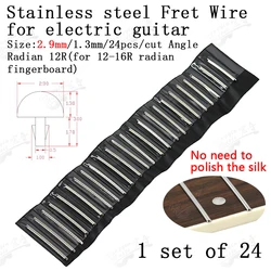 Premium Fingerboard Fret Wire Set - Nickel Silver & Stainless Steel - 24-Piece Guitar Repair Kit (R EG Stainle 2.9 1.3)