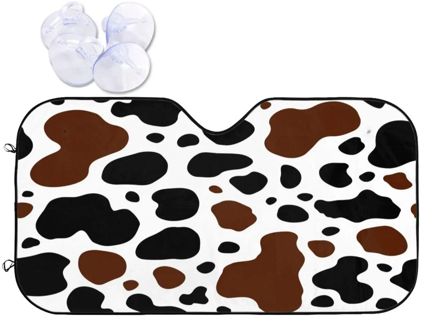 

Foruidea White Cow Print Black Brown Spot Car Windshield Sun Shade Auto Sunshade for Car Truck SUV-Blocks Uv Rays Sun Visor Prot