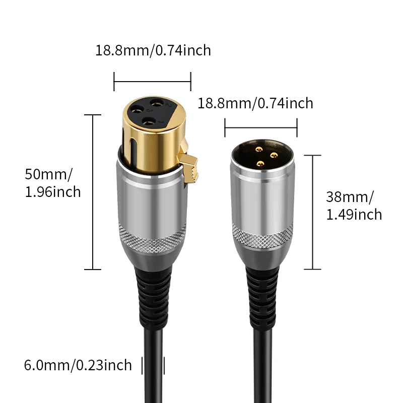 YYTCG XLR 케이블 노래방 마이크 사운드 캐논 케이블 HIFI XLR 오디오 케이블 스테레오 금도금 XLR 플러그 남성-여성